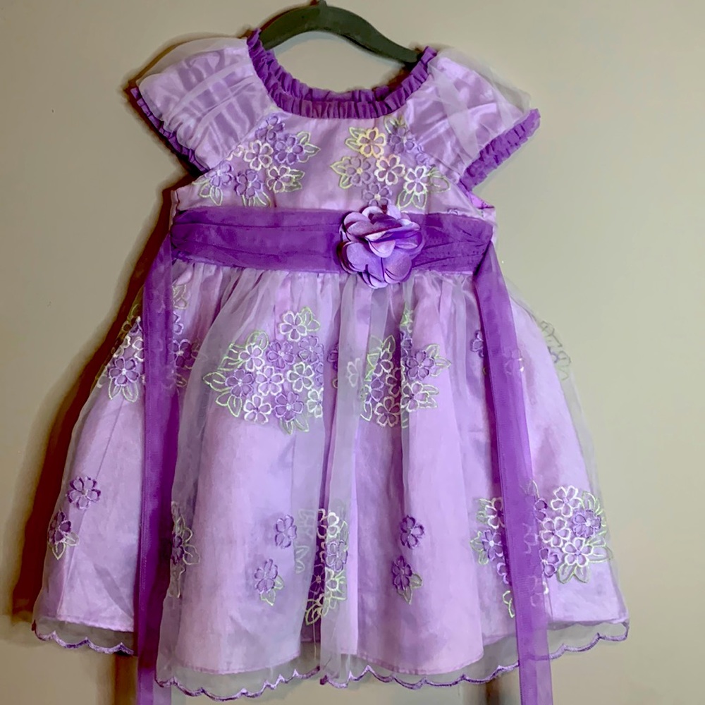 24Mo/2T purple tulle floral gown